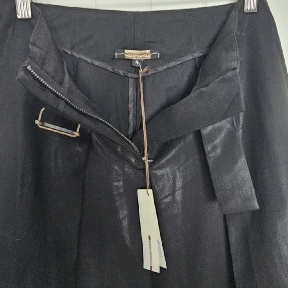 Rozae Nichols Black Wide-Leg Pants with Belted Detail | Size 4 - Picture 6 of 7